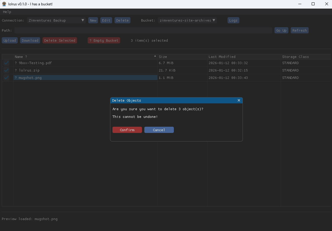 lolrus multi object delete