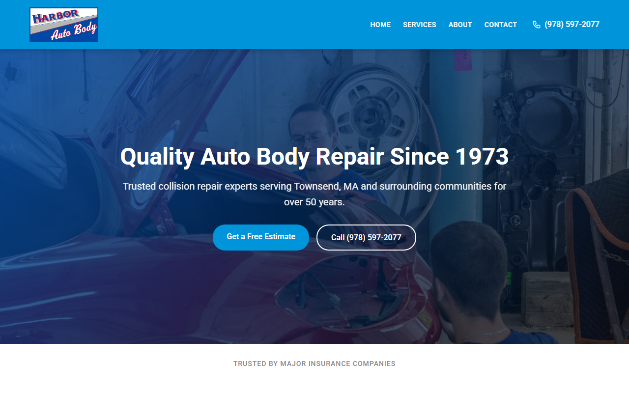Harbor Auto Body website screenshot