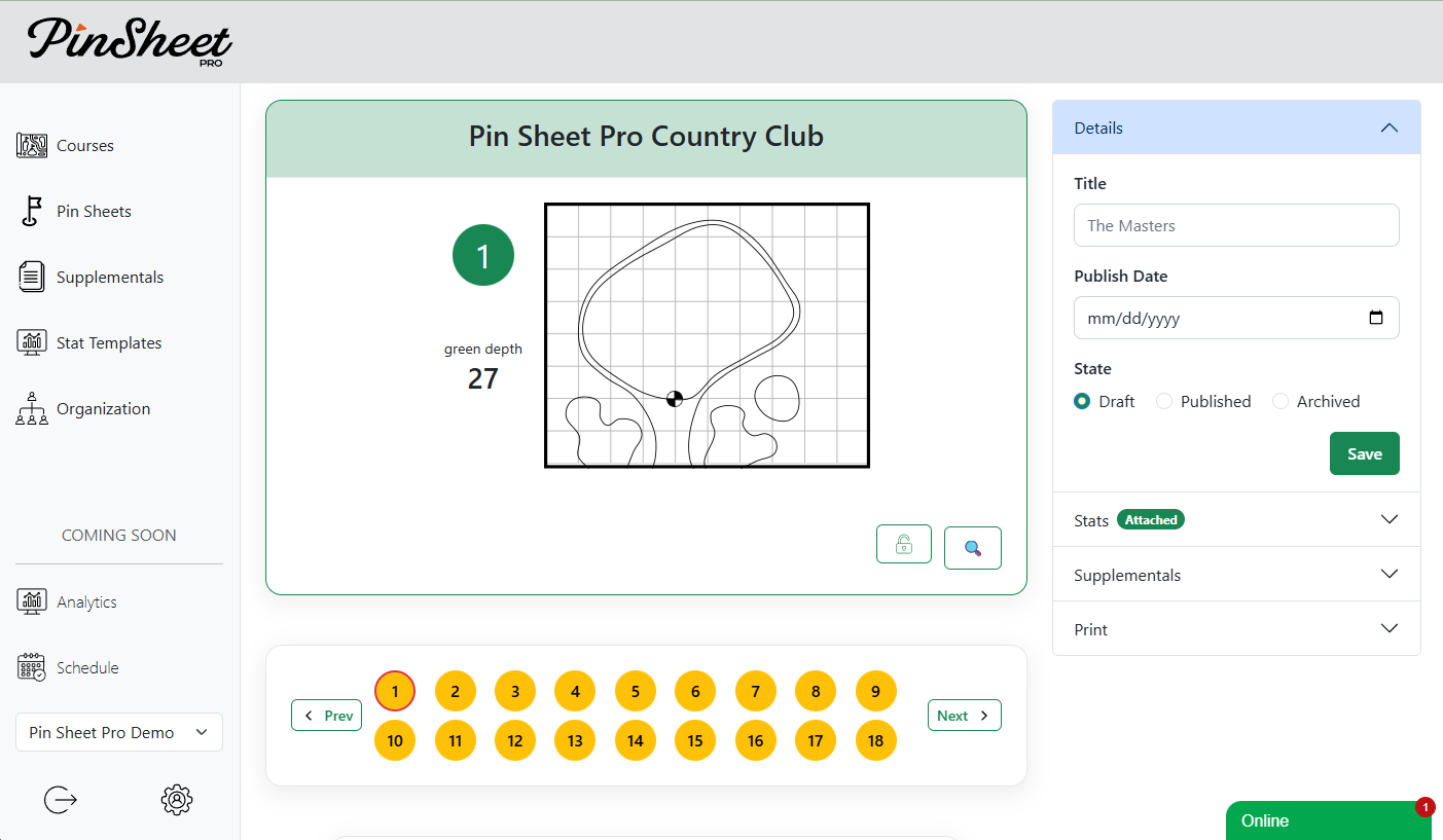 Pin Sheet Pro website screenshot