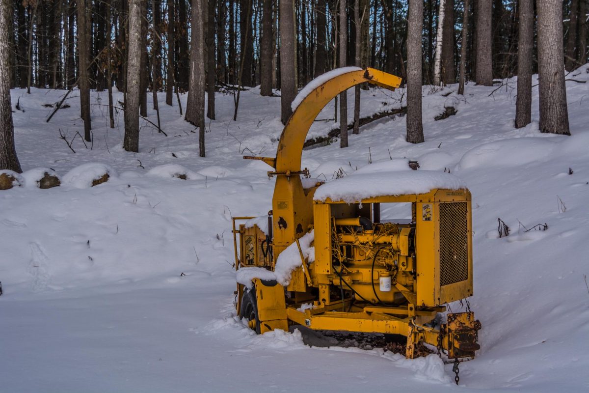 Abandoned Wood Chipper In The Winter